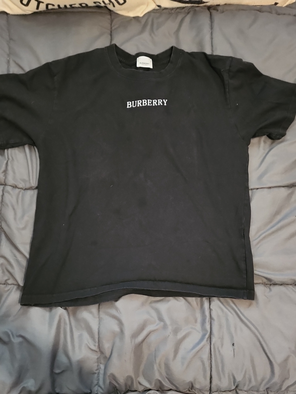 Burberry Black Tee with White Chest Logo - Short Sleeve